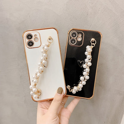 3pcs Soft Electroplated Pearl Bracelet Shockproof Phone Case For iPhone