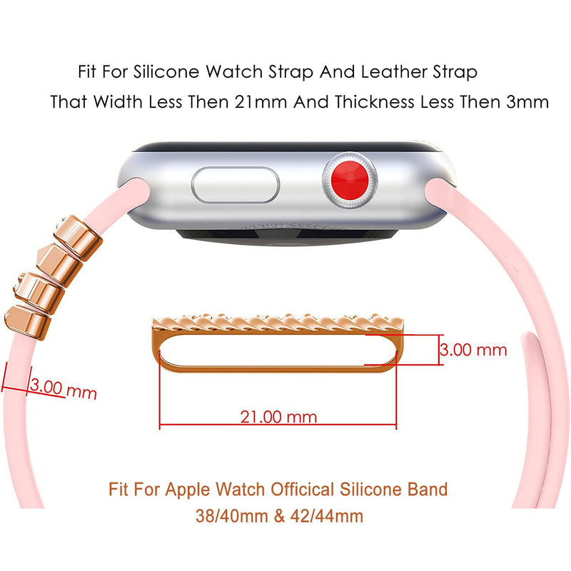 3pcs Apple Watch Band with Metal Charms Decorative Ring