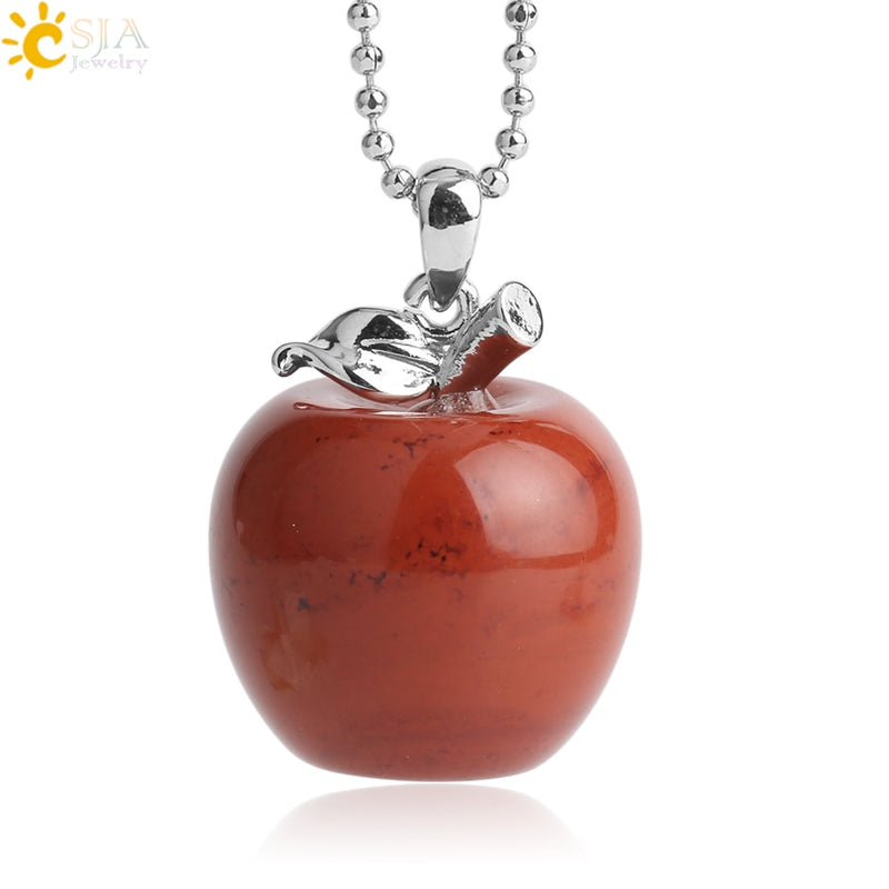 3pcs Crystal Apple Pendant Natural Gemstone Pendants