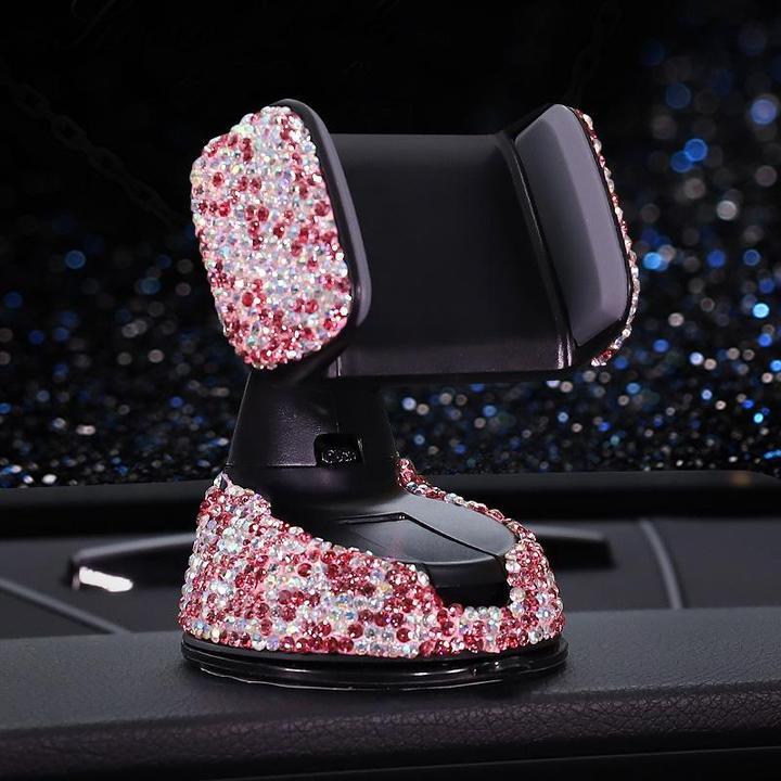 3pcs Crystal Car Phone Holder Features a 360 Degree Rotation