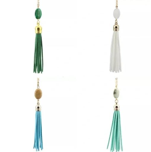 NWT New Long Tassel Necklace w/ Oval Gemstone. Women's Fashion Jewelry