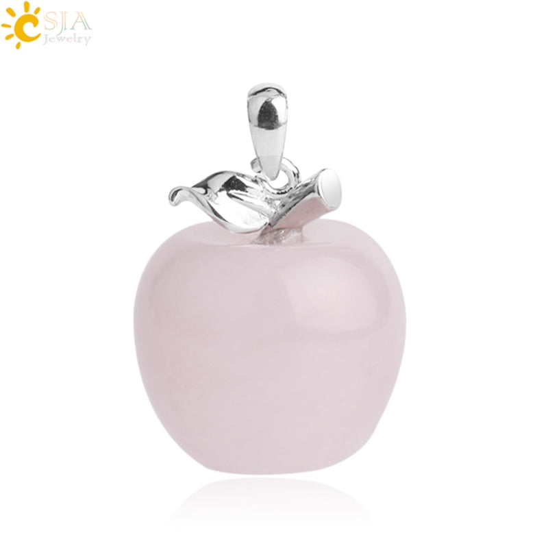 3pcs Crystal Apple Pendant Natural Gemstone Pendants