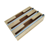 Foil Wrap Bamboo Wood Dispenser Organizer