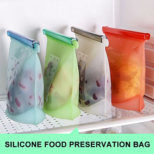 Reusable Silicone Food Bag Leak-Proof Vacuum and Zip-Locked Container