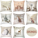 3pcs Christmas Elk Tree Cushion Pillow Cover