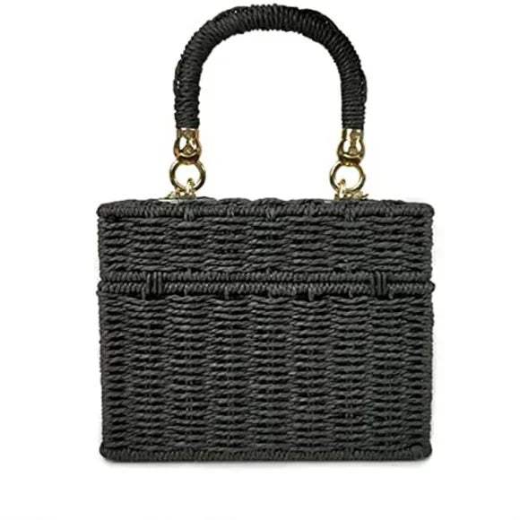 Handwoven Rattan vintage purse Bag Natural Chic Casual Handbag Beach Sea tote Basket Straw vacation Bag - Findsbyjune.com