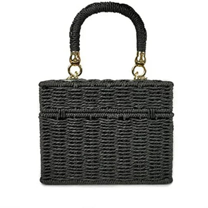 Handwoven Rattan vintage purse Bag Natural Chic Casual Handbag Beach Sea tote Basket Straw vacation Bag - Findsbyjune.com