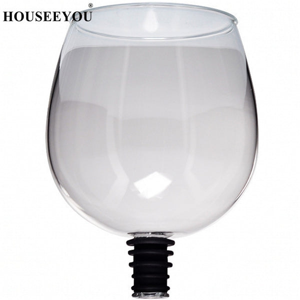 HOUSEEYOU Creative Red Wine Champagne Glass Cup with Silicone Seal Drink Directly from Bottle Crystal Glasses Cocktail Mug 260ML