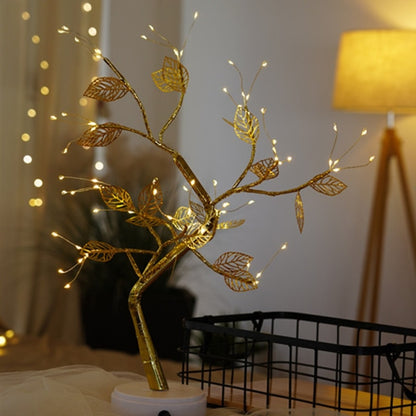 LED Copper Wire Night Light Tree Fairy Lights Home Decoration Night Lamp USB Battery Operated For Bedroom Bedside Table Lamp