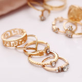 15 Piece Assorted Ring Set With Austrian Crystals 18K Gold Plated Ring