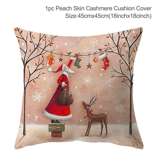 3pcs Christmas Elk Tree Cushion Pillow Cover