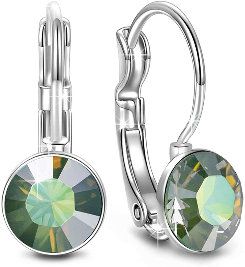 Emerald Mini Baby Leverback 0.8" Earring in 18K White Gold Filled