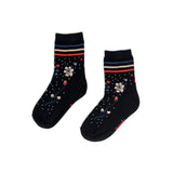 Printed Stretchy Cotton Socks With Flowers And Stripes Design For Kids