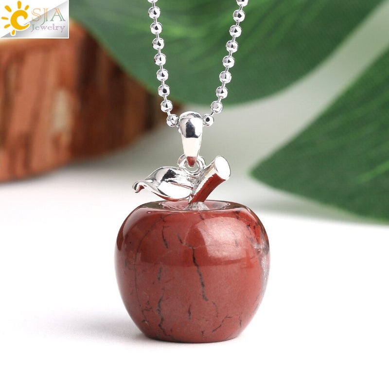 3pcs Crystal Apple Pendant Natural Gemstone Pendants