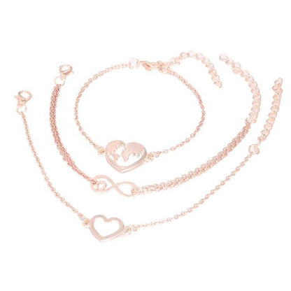 Love & Peace in the World Rose Gold 3 Piece Set Bracelets