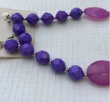 Brand New Pretty Pink Purple Necklace Earrings Set. Women's Fashion Jewelry