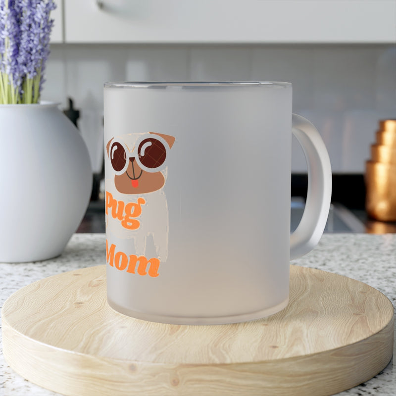 Pug Mom Dog Lover Fur Momma Frosted Glass Mug Pets Birthday Gift Holiday Gifts Coffee Tea