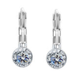 White Topaz Mini Baby Leverback 0.8" Earring in 18K White Gold Filled