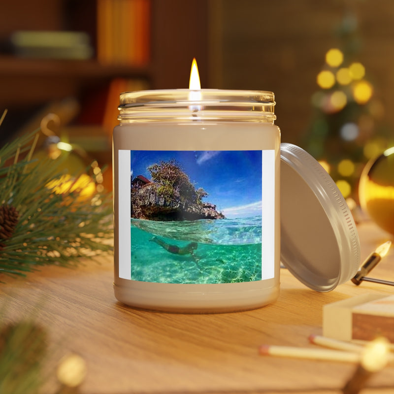 " Under Water Scenery " Design Scented Candles, 9oz Holiday Gift Birthday Gift Comfort Spice Scent, Sea Breeze Scent, Vanilla Bean Scent Home Decor