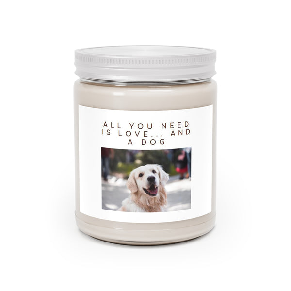 " All You Need Is Love And A Dog " Scented Candles, 9oz Holiday Birthday Gift Comfort Spice, Sea Breeze, Vanilla Bean Scent