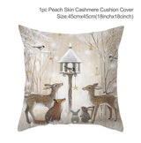 3pcs Christmas Elk Tree Cushion Pillow Cover