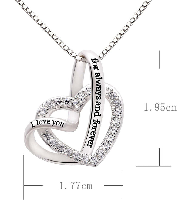 Mother's Day Gift "I Love you for Always & Forever" White Pav'e Necklace