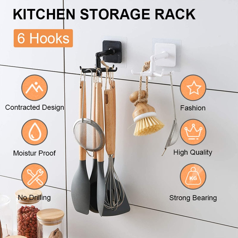 3pcs Kitchen Hook Organizer 360 Degrees Rotatable