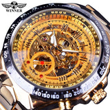 Self-Winding Mechanical Sport Design Golden Men's Stainless Steel Watch