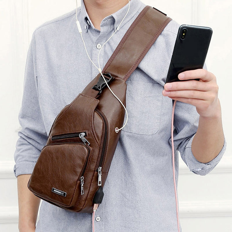 Men's USB Charging Sling Chest Bag