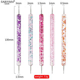 5Pcs Set UV Gel Painting Nail Art Dotting Pen Acrylic Handle Rhinestone Crystal 2 Way Brush Salon Decoration Manicure Tools Kit