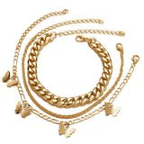 3 Piece Chain and Butterfly Bracelet Set 18K Gold Plated Bracelet ITALY Made