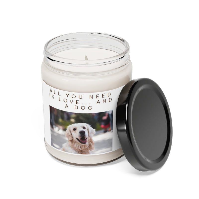 All you need is a Love and a Dog Scented Soy Candle, 9oz Birthday Gifts Holiday Gift white sage clean cotton lavender sea salt orchid