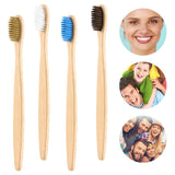 1Pc Natural Bamboo Toothbrush Flat Bamboo Handle Soft Bristle Toothbrush