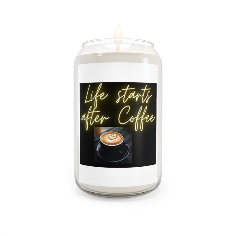 " Life Starts After Coffee " Scented Candle, 13.75oz Holiday Gift Birthday Comfort Spice, Sea Breeze, Vanilla Bean Scent Home Decor