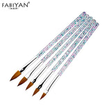 5Pcs/set 11/13/15/17/19mm Nail Art Crystal Brush UV Gel Builder Painting Dotting Pen Carving Tips Manicure Salon Tools