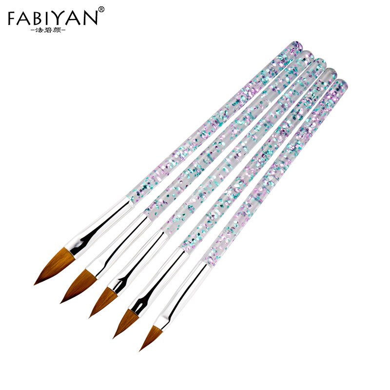 5Pcs/set 11/13/15/17/19mm Nail Art Crystal Brush UV Gel Builder Painting Dotting Pen Carving Tips Manicure Salon Tools