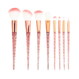 8pcs Red Glitter Diamond Brush Crystal Makeup Brushes Set