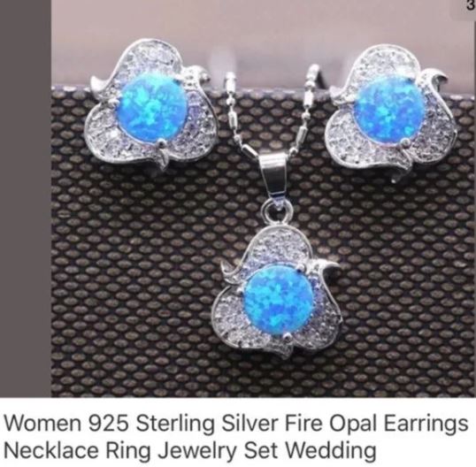 NWT Brand New Fire 🔥Opal Fashion Jewelry Set Necklace Earrings. Women's Fashion