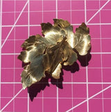 Autumn Fall Leaves Brooch Pin Gold Plated