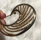 Pretty Gold Plated Spiral Design Brooch Pin Vintage Style