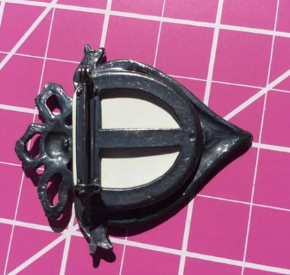 Silver Pretty Heart Vintage Brooch Pin. Silver plated