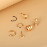 7 Piece Ear Jacket & Stud Earrings Set 18K Gold Plated Earring