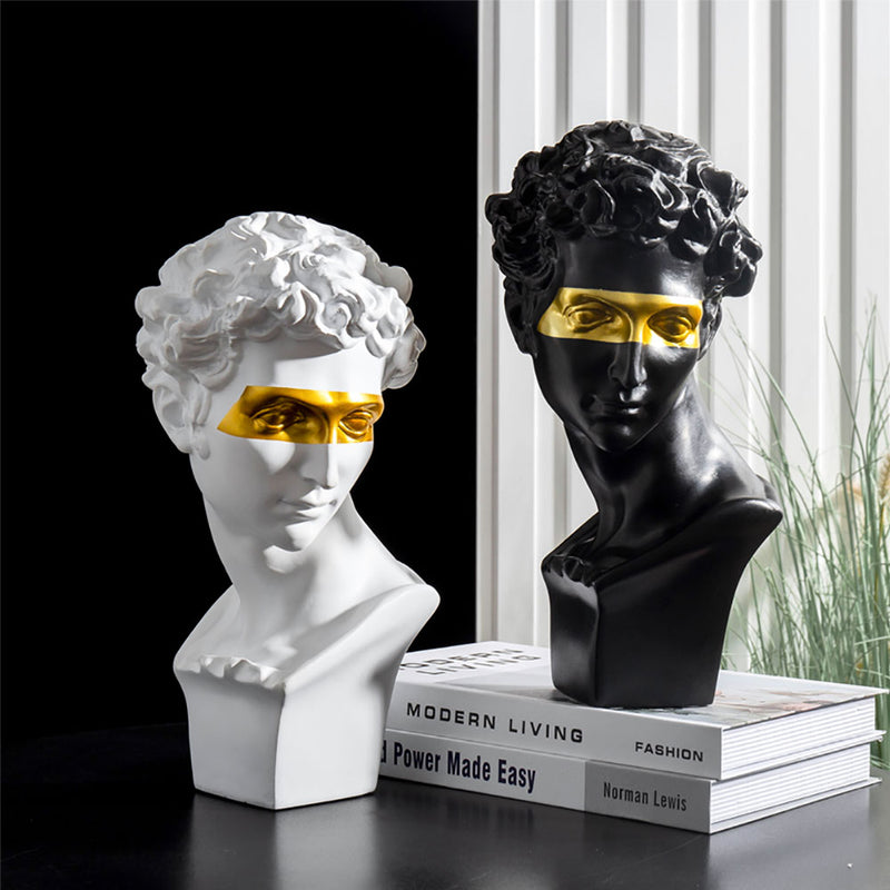 Black & White David Resin Statue Sculpture Home Decor