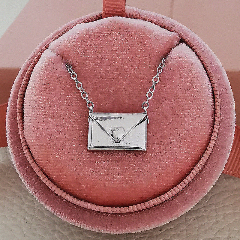 3pcs New Trendy Envelop Love Letter Silver Stylish Necklace Women's Fashion Accessories