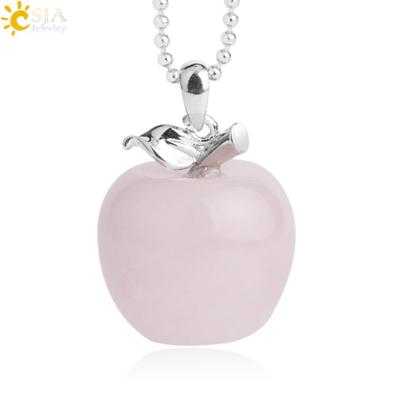 3pcs Crystal Apple Pendant Natural Gemstone Pendants