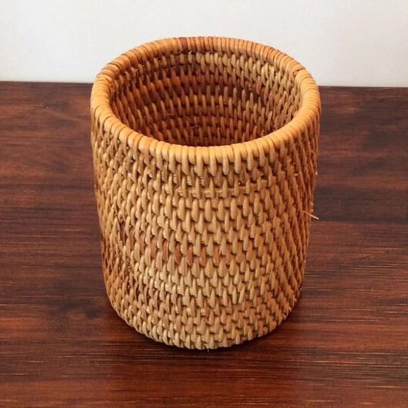 3pcs Home Storage Hand Weave Natural Rattan Baskets Organizer