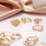 15 Piece Assorted Ring Set With Austrian Crystals 18K Gold Plated Ring