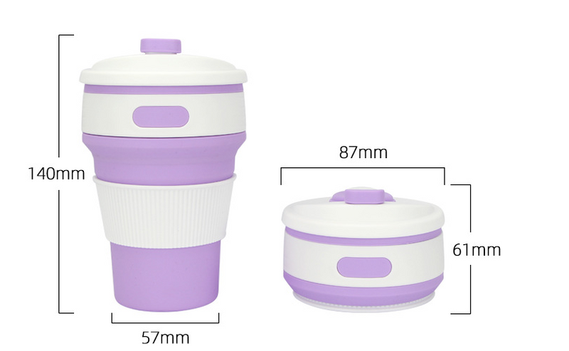 2 pcs Collapsible Food Grade Safety Silicone Cup with Compact Design