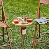 Mini Wooden Picnic Wine Table with Foldable Round Desktop