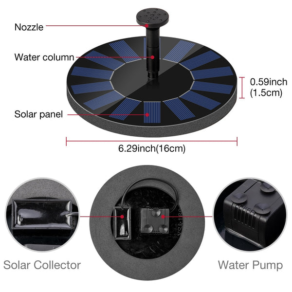 Outdoor Solar Panel Powered Fountain Pump